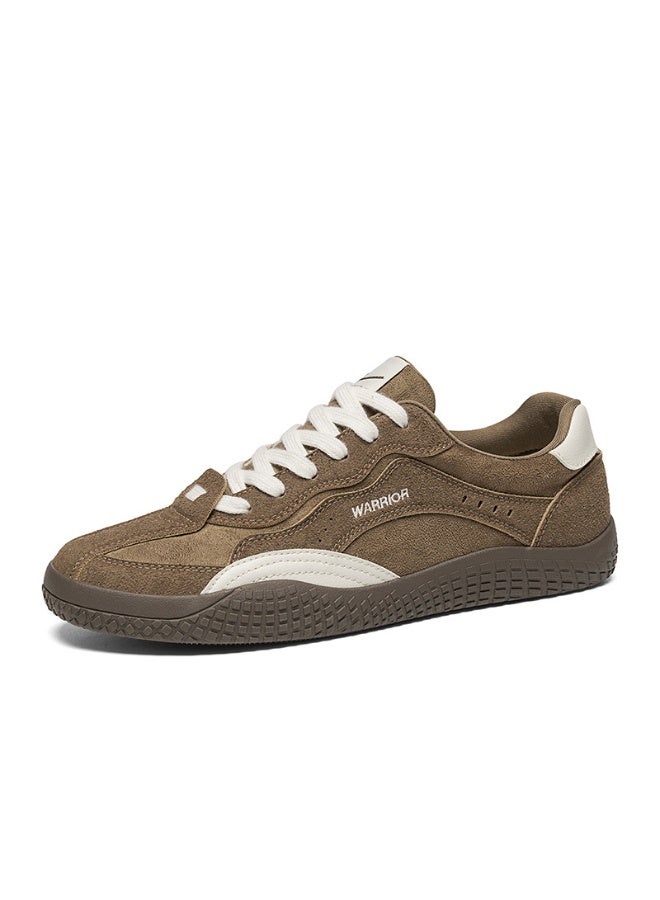 Warrior Retro Suede Casual Sneakers - Brown & White Trendy Low-Top Shoes for Men (Comfortable Daily Wear) 36SIZE - Image 2