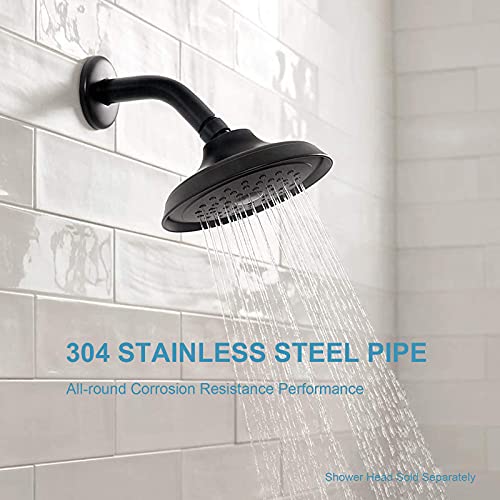 OFFO Shower Arm with Flange, 10 in Wall Mount Replacement Angle Shower Head Arm Wall-Mounted For Fixed Shower Head & Handheld Showerhead, Matte Black - Image 3