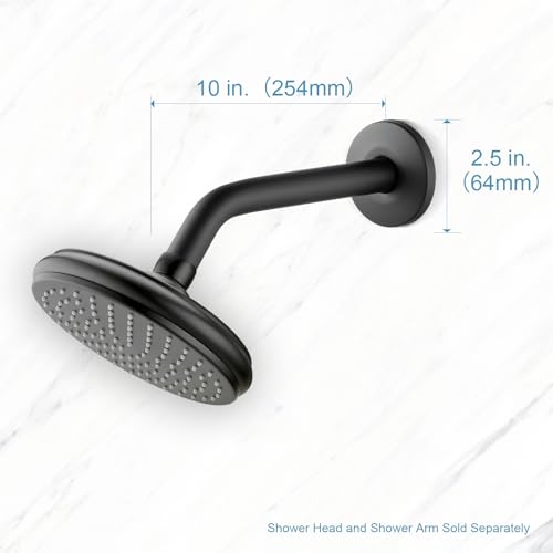 OFFO Shower Arm with Flange, 10 in Wall Mount Replacement Angle Shower Head Arm Wall-Mounted For Fixed Shower Head & Handheld Showerhead, Matte Black - Image 5