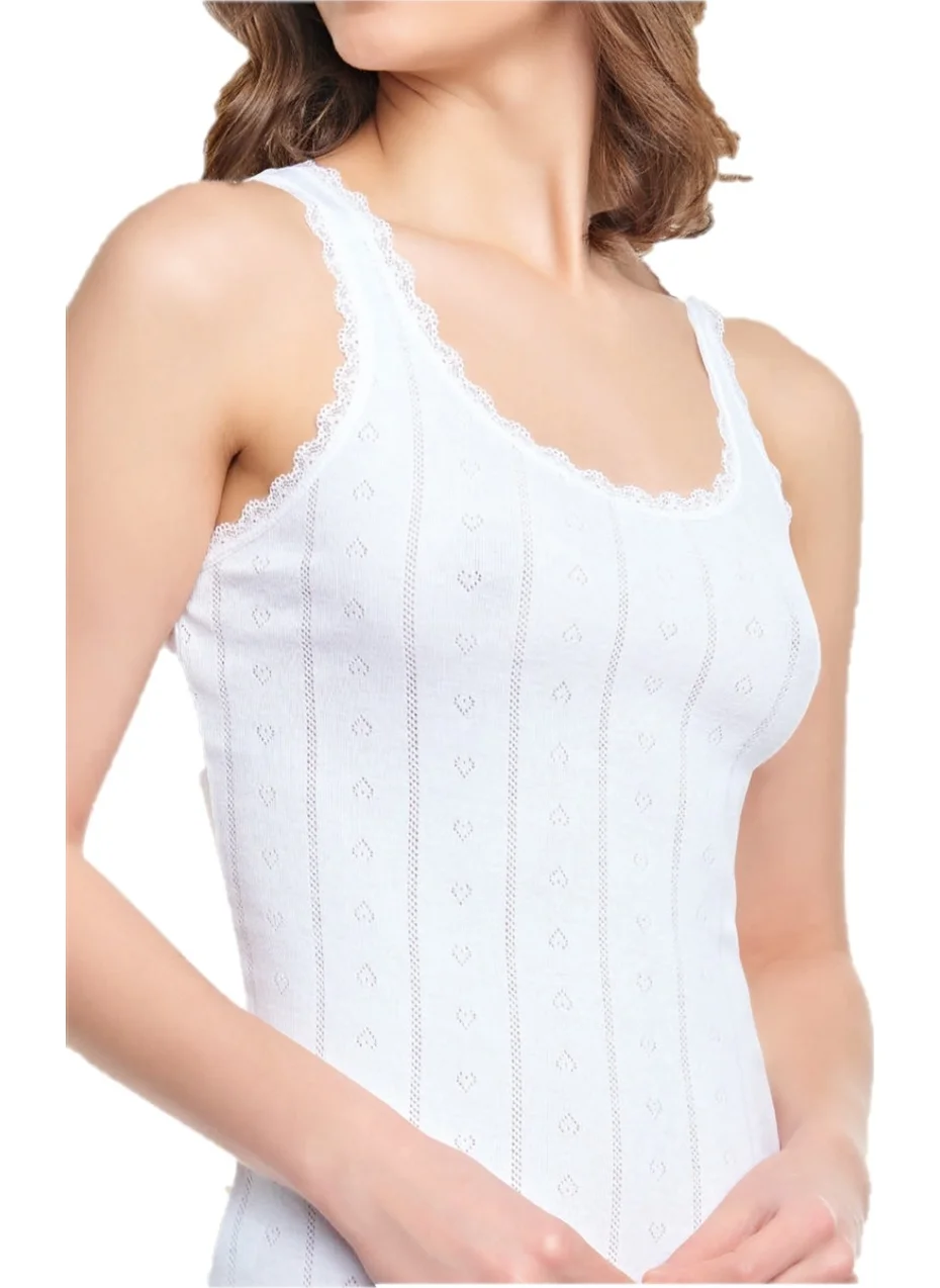 توتكو Passion Women Jacquard Thick Strappy White Undershirt 6 Pack