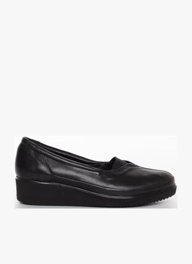 Slices Shoes Leather Orthopedic Upper Elastic Black Women's Shoes - Image 1