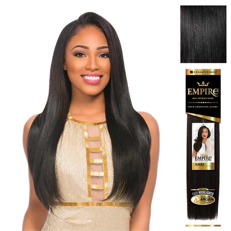 Sensationnel Empire yaki human hair Tangle Free Weaving for Quick Weave and Sew in Styles for Faux Highlights and Fauxmiddlepart Leave Out 1 Pack 16 inch 1 JETBLACK