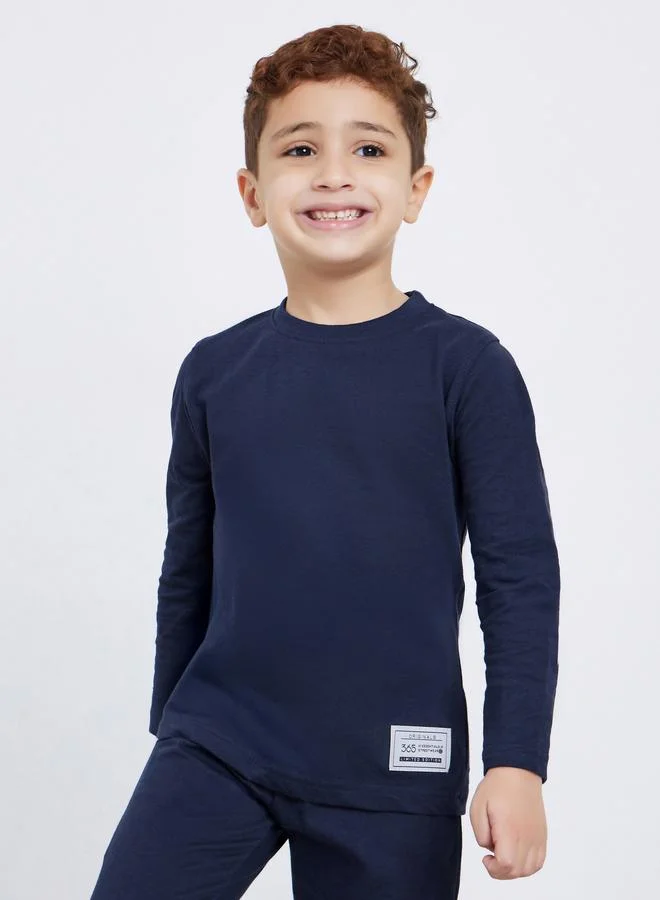 Styli Boys Navy Long Sleeve T-Shirt and Joggers Set