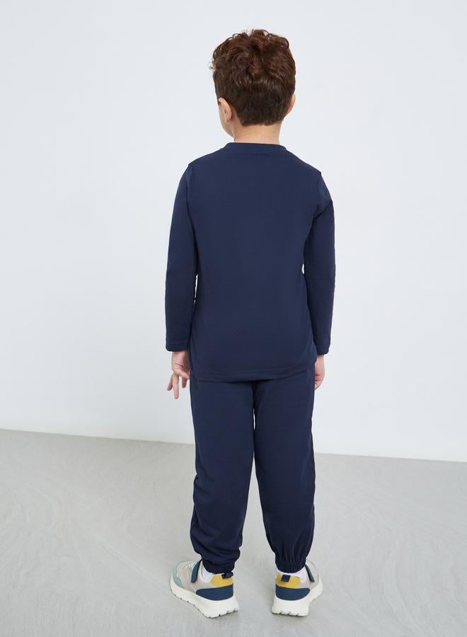 Styli Boys Navy Long Sleeve T-Shirt and Joggers Set - Image 4