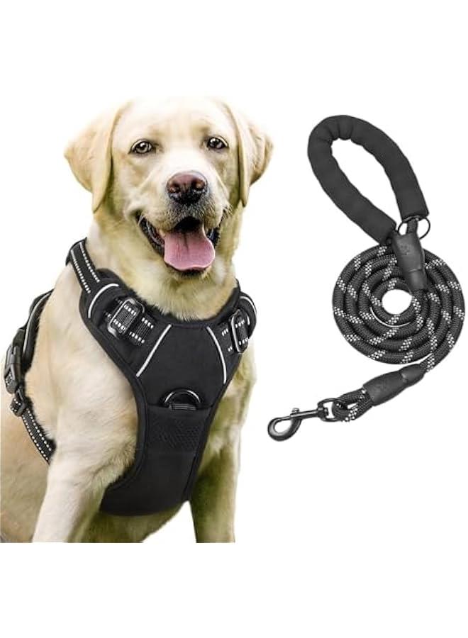 HOOKOR Dog Harness, No-Pull Dog Harness with 2 Leash Clips, Reflective Adjustable Soft Padded Vest with 5FT Dog Leash, Dog Seat Belt, and Storage Strap, Set for Small Medium Large Dogs (L) - Image 1