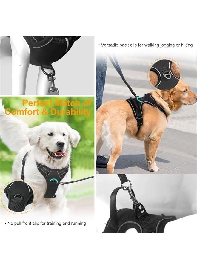 HOOKOR Dog Harness, No-Pull Dog Harness with 2 Leash Clips, Reflective Adjustable Soft Padded Vest with 5FT Dog Leash, Dog Seat Belt, and Storage Strap, Set for Small Medium Large Dogs (L) - Image 3