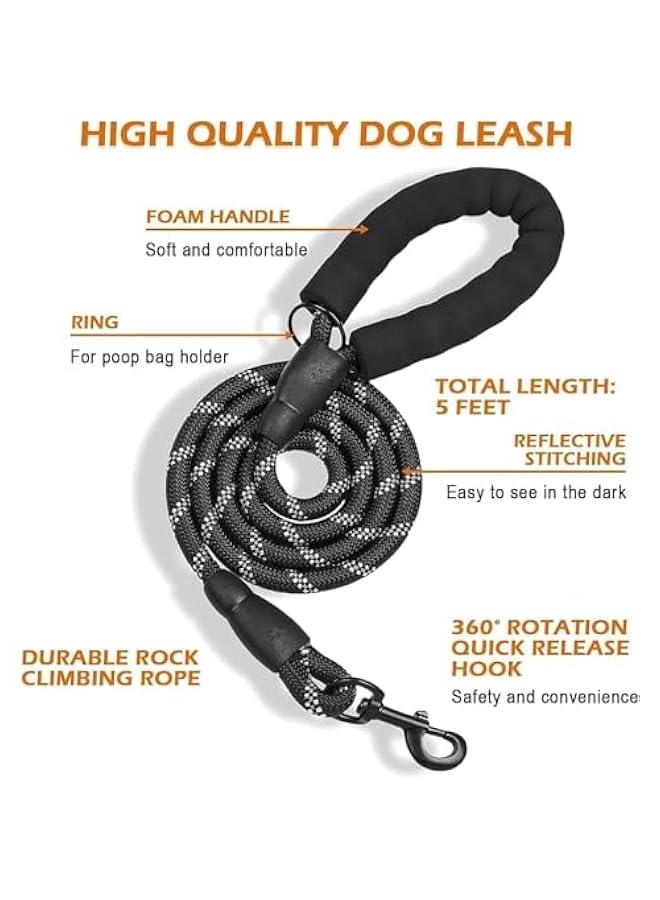 HOOKOR Dog Harness, No-Pull Dog Harness with 2 Leash Clips, Reflective Adjustable Soft Padded Vest with 5FT Dog Leash, Dog Seat Belt, and Storage Strap, Set for Small Medium Large Dogs (L) - Image 4