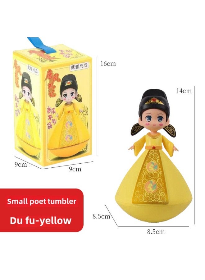 Datang Tumbler Little Sister Creative Xi'an Tourism Creative Doll Doll Toy Ornaments Gift-Color:Small Poet Model Du Fu Yellow - Image 1