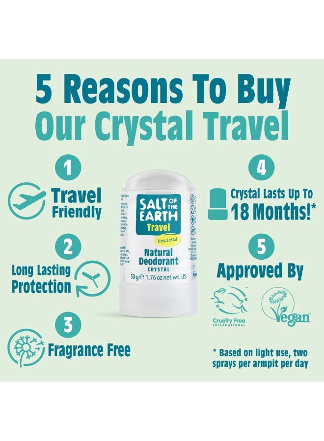 Salt Of the Earth Crystal Deodorant Travel Size Natural Mineral Salt Stone Long Lasting Odour Protection Compact Design - 50gm - Image 2
