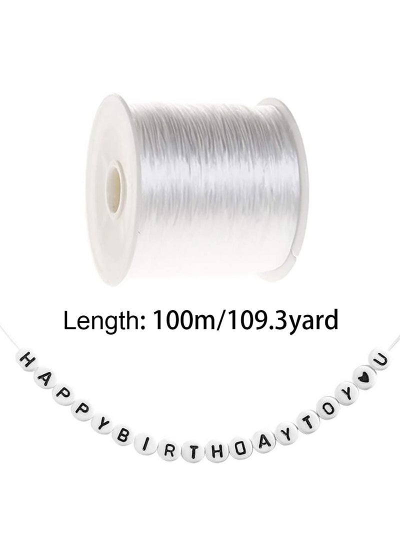 KASTWAVE Elastic Bracelet String, Transparent and Shiny Elastic Beaded Line, Crystal Stretch Bead Cord for DIY Jewelry Making Bracelet Beading 100m roll 4 Rolls 1mm Black and Clear - Image 3