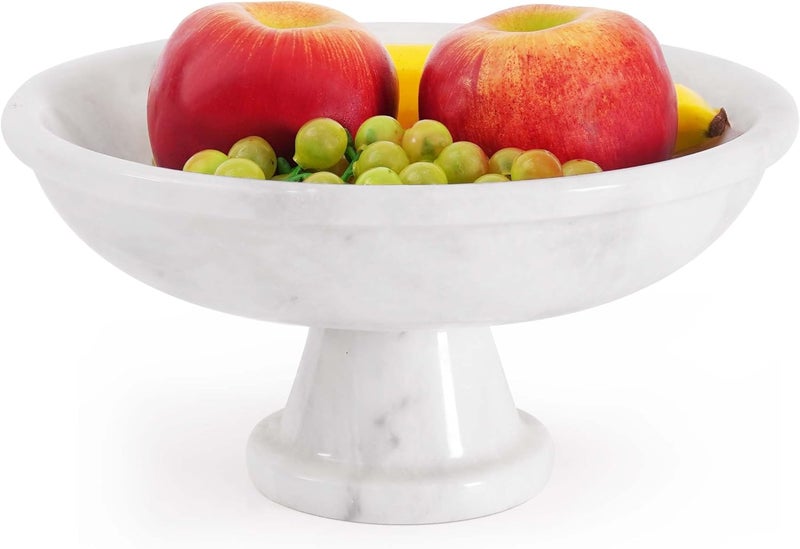 Radicaln Marble Fruit Bowl White 10 Inches Handmade Fruits Holder Table Dcor Decorative Bowl For Kitchen Counter Dcor Fruit Dish For Kitchen Accessories - Image 1