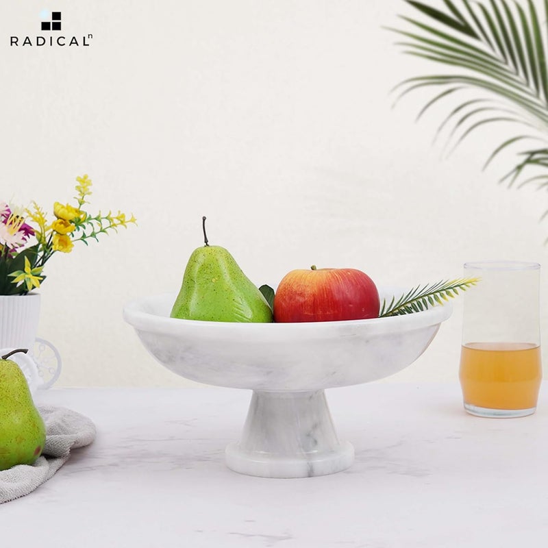 Radicaln Marble Fruit Bowl White 10 Inches Handmade Fruits Holder Table Dcor Decorative Bowl For Kitchen Counter Dcor Fruit Dish For Kitchen Accessories - Image 2