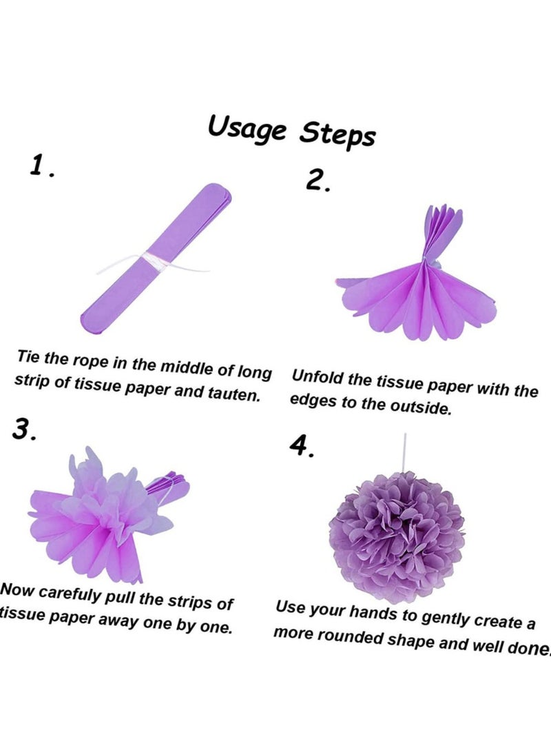 موردلي مجموعة مناديل ورقية مكونة من 18 قطعة من لوازم القلادة والزهور الورقية الأرجوانية - Image 3