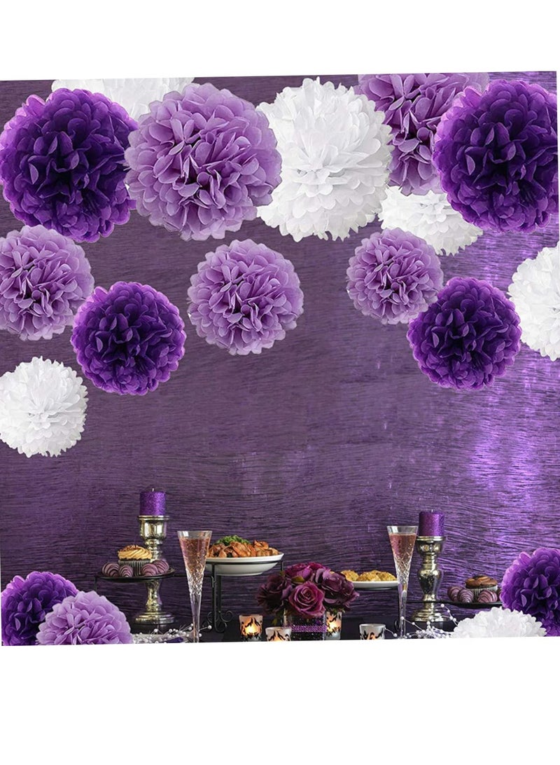 موردلي مجموعة مناديل ورقية مكونة من 18 قطعة من لوازم القلادة والزهور الورقية الأرجوانية - Image 5