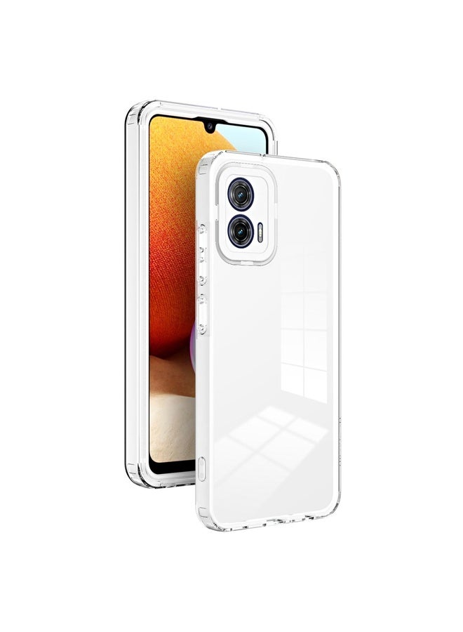 HuHa Case Cover For Motorola Moto G73 3 in 1 Clear TPU Color PC Frame Phone Case(White) - Image 1