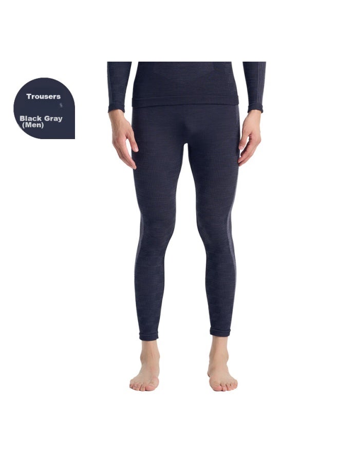 UTO Uto Men's Merino Wool Quick Dry Pants Outdoor Skiing Thermal Compression Warm Fashion Sports Black Grey Xl  - Image 1