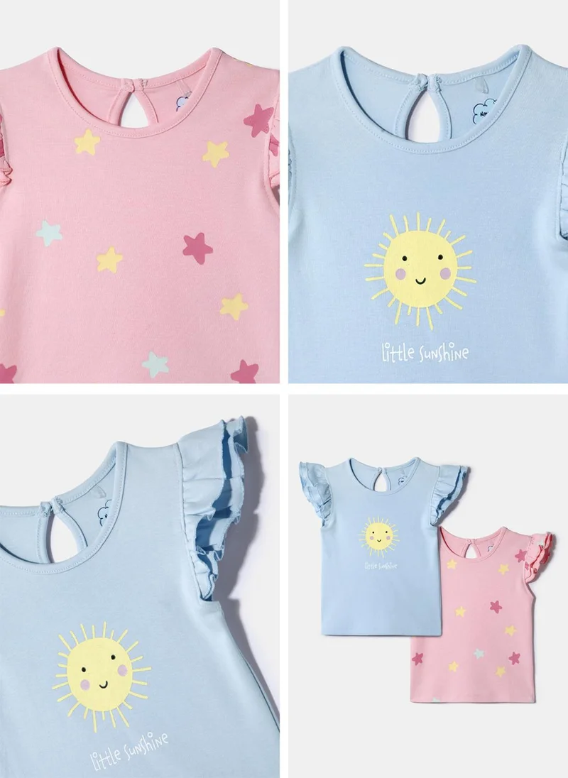 Nautinati  Nautinati  Pack of 2 Pink and Blue Printed Tops for Girls for Women | Best Price UAE
