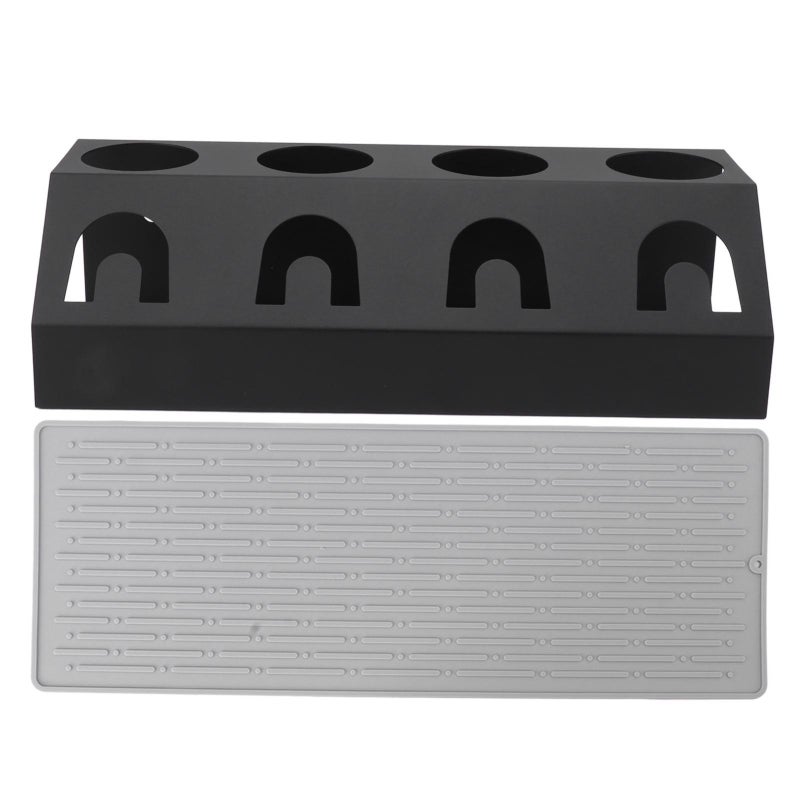 4 Holes Bottle Drying Rack Antislip 4 Holes Iron and Silicone Kitchen Drain Cup Holder for Soda Bottle Black - Image 1