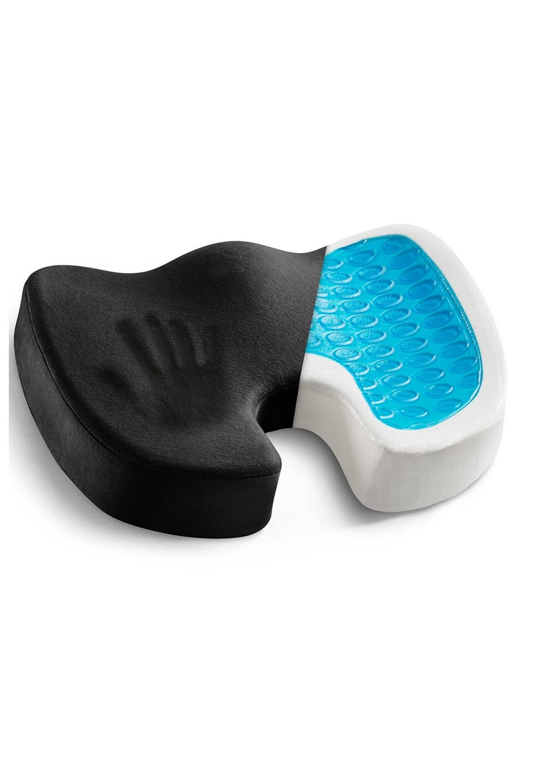 Meishida Gel Enhanced Seat Cushion, Memory Foam Seat, Sciatica, Hip, Coccyx Pain Relief Desk Chair Cushion for Long Sitting, Back Support for Office Worker, Car Drivers - Black  - Image 1