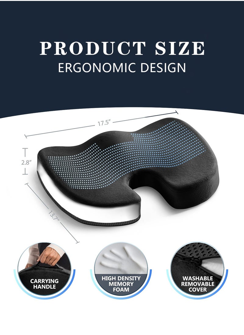 Meishida Gel Enhanced Seat Cushion, Memory Foam Seat, Sciatica, Hip, Coccyx Pain Relief Desk Chair Cushion for Long Sitting, Back Support for Office Worker, Car Drivers - Black  - Image 3