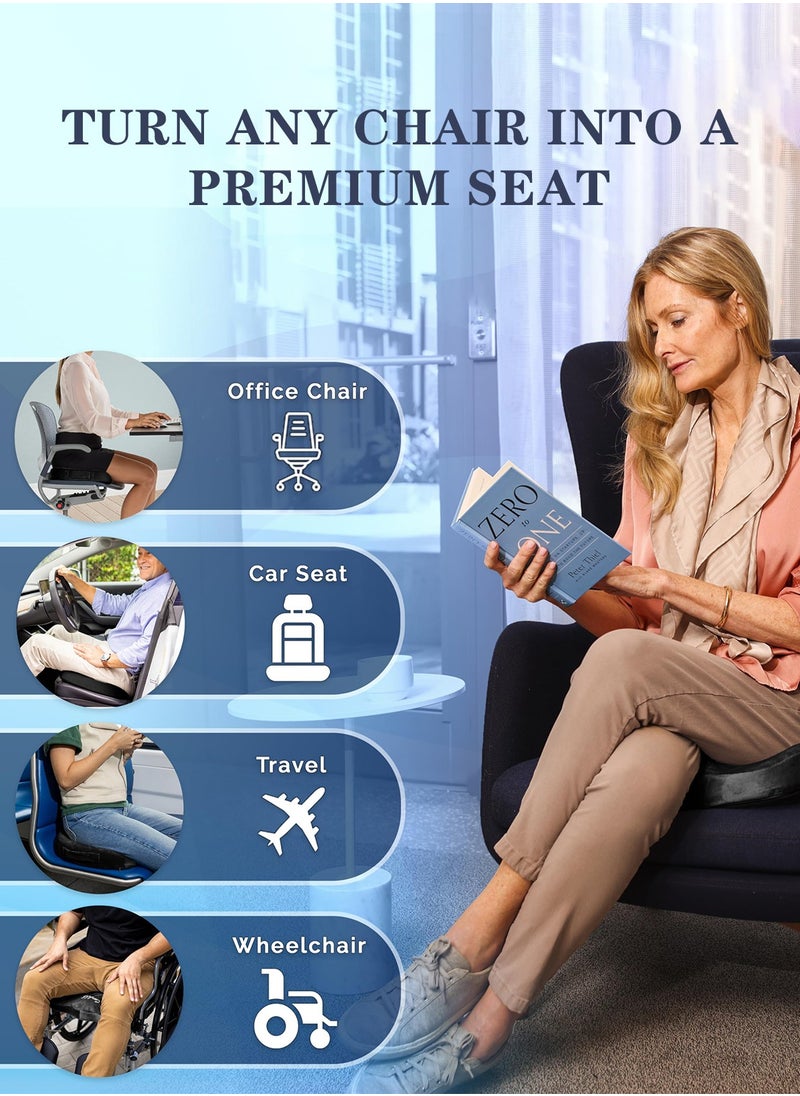 Meishida Gel Enhanced Seat Cushion, Memory Foam Seat, Sciatica, Hip, Coccyx Pain Relief Desk Chair Cushion for Long Sitting, Back Support for Office Worker, Car Drivers - Black  - Image 4