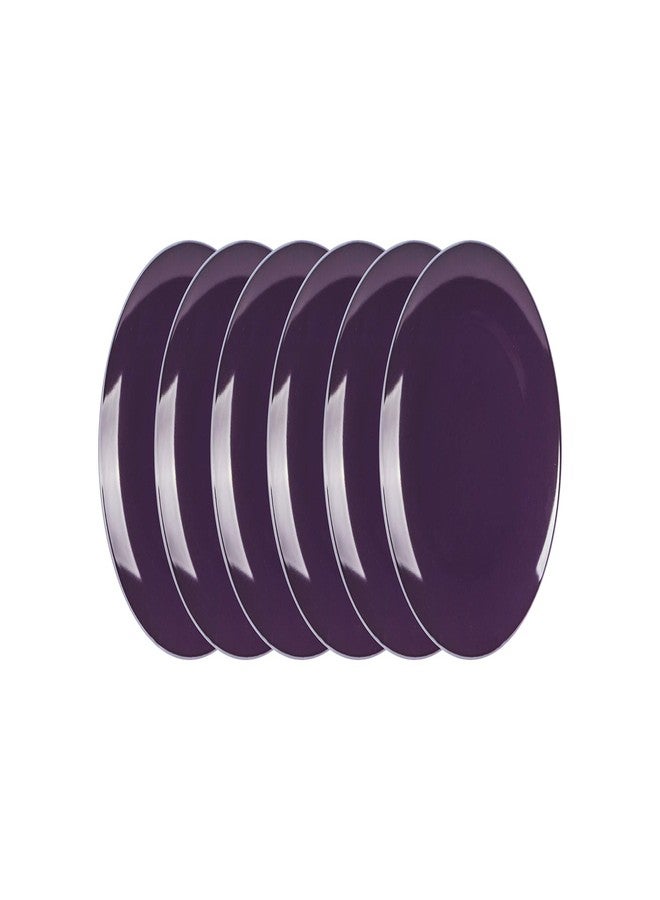 HomeVss, Stoneware Coupe Shape Salad Plate - 8 inch - Set of 6, Violet - Image 2