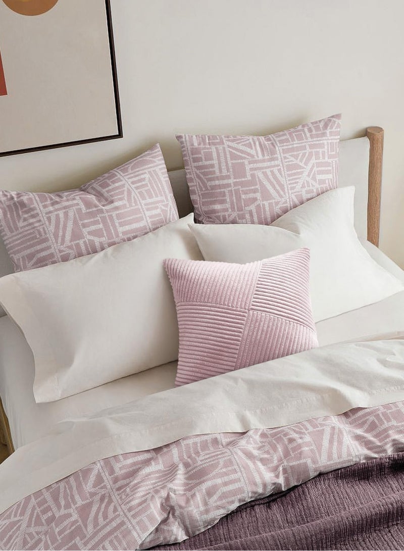 Set of 2 Pink Decorative Throw Pillow Covers 18x18 Inch, Soft Corduroy Square Couch Pillowcase Windmill Textured Striped Patchwork Cushion Cover Modern Farmhouse Boho Home Decor（Without Filler） - Image 4