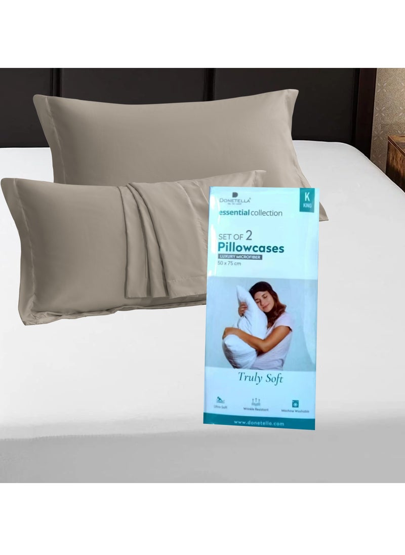 Donetella Standard Pillowcase Set of 2, Size 50x75 cm, Ultra Soft Brushed Microfiber, Envelope Closure, Durable, Wrinkle & Fade Resistant Pillow Covers  - Image 4