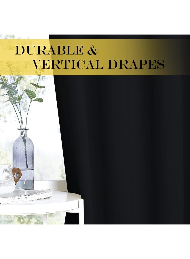 NICETOWN Black Curtain for Patio Door - Extra Wide Energy Save Sliding Glass Door Drape for Curtain Rod, Room Divider Curtain, Vertical Blinds (Black, 100 inches Width x 95 inches Length) - Image 2