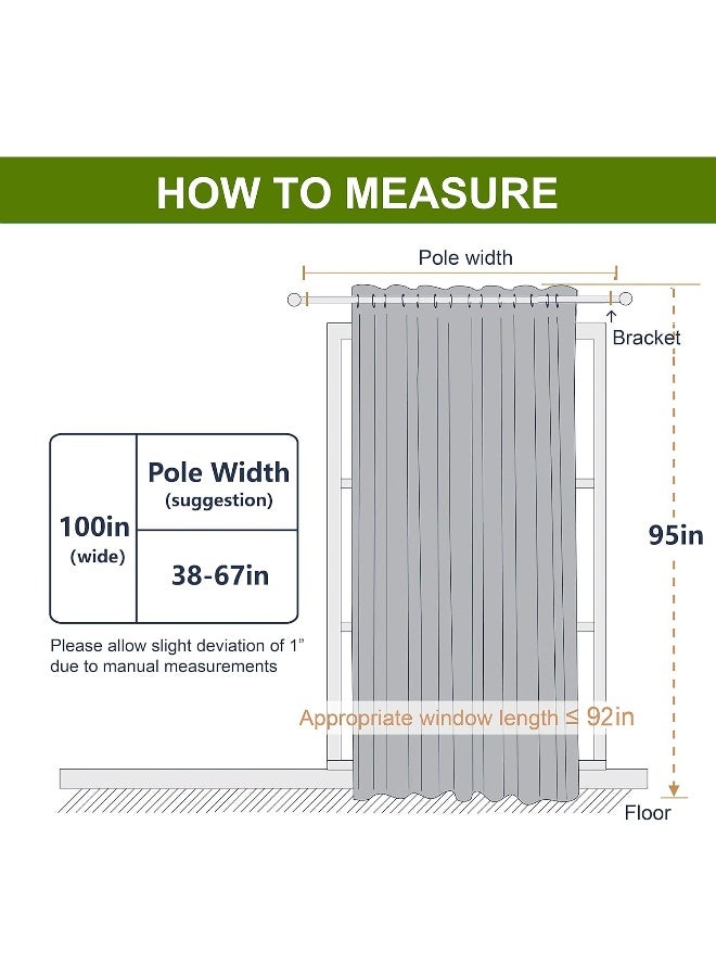 NICETOWN Black Curtain for Patio Door - Extra Wide Energy Save Sliding Glass Door Drape for Curtain Rod, Room Divider Curtain, Vertical Blinds (Black, 100 inches Width x 95 inches Length) - Image 4