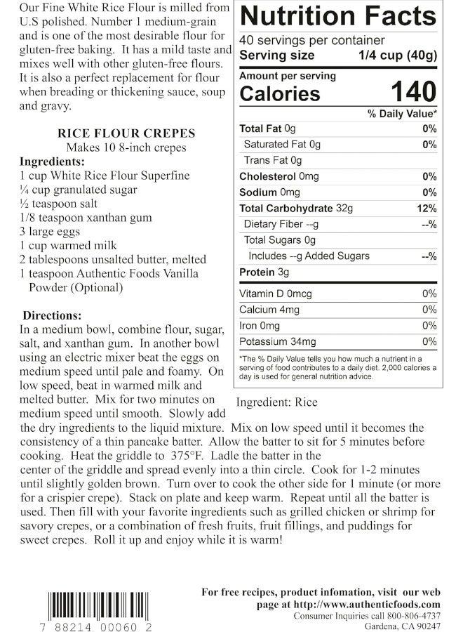 Authentic Foods Superfine White Rice Flour - 3lb - Image 3