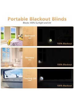 KASTWAVE Blackout Blind, Portable Blackout Blinds Stick On Window No Drill, Blackout Material Blinds Blackout Curtains for Bedroom Nursery Loft Travel RV Car 100x145cm  - Image 4