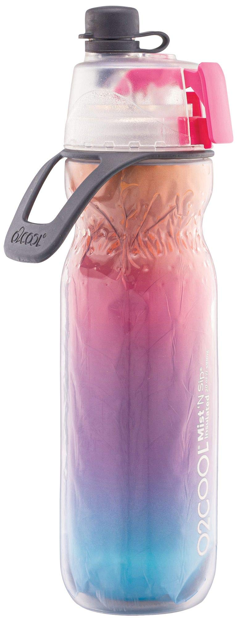 O2COOL ArcticSqueeze Insulated Mist 'N Sip Water Bottle | BPA Free, 2-in-1 Mist and Sip Function w/No Leak, Locking Pull Top Spout : 20 oz | Color Collection: Ombre, Raspberry Ombre - Image 1