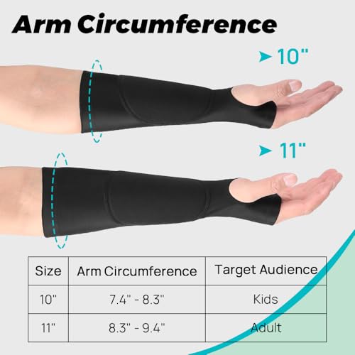 JBM 1 Pair Volleyball Arm Sleeves with Protection Pads and Thumb Hole Padded Volleyball Sleeves for Adult and Youth (Black, Medium (Youth)) - Image 4