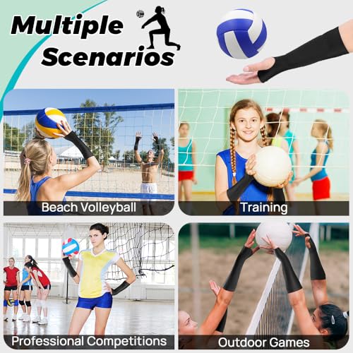 JBM 1 Pair Volleyball Arm Sleeves with Protection Pads and Thumb Hole Padded Volleyball Sleeves for Adult and Youth (Black, Medium (Youth)) - Image 5