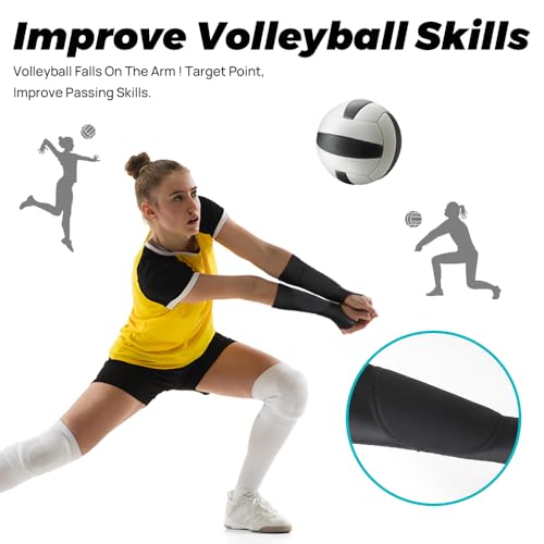 JBM 1 Pair Volleyball Arm Sleeves with Protection Pads and Thumb Hole Padded Volleyball Sleeves for Adult and Youth (Black, Medium (Youth)) - Image 2