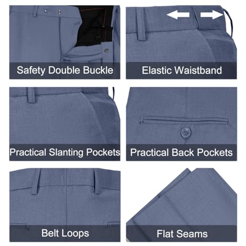 Lynerun Men's Slim Fit Suits 2 Pieces Suit Formal Dress Suit Blazer Pants Set Wedding Groom Prom Homecoming Denim Blue Tuxedo Suit for Men 3XL - Image 4