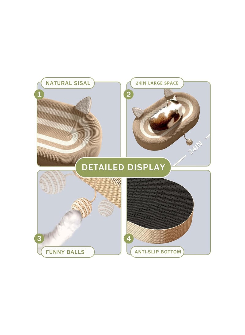 Cat Scratcher Bed 3 in 1, Sisal Cat Scratcher No Debris, 24-Inch Cat Scratchers for Indoor Cats, Bottom Anti-Skid Movable - Image 5