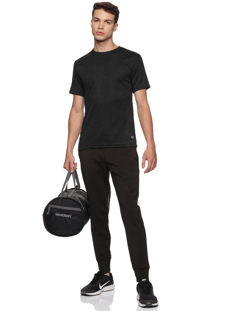 RSO Outfits Men's Athleisure Plain Polyester Half Sleeves Round Neck T-Shirt -Black - Image 4