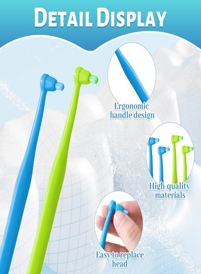 Ceonam 4 Pack Soft Bristle Dental Cleaning Brushes with Replacement Heads, Ergonomic Handle, Gentle Oral Care Tools for Daily Teeth Cleaning (Blue & Green - Image 3