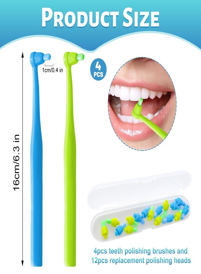 Ceonam 4 Pack Soft Bristle Dental Cleaning Brushes with Replacement Heads, Ergonomic Handle, Gentle Oral Care Tools for Daily Teeth Cleaning (Blue & Green - Image 2