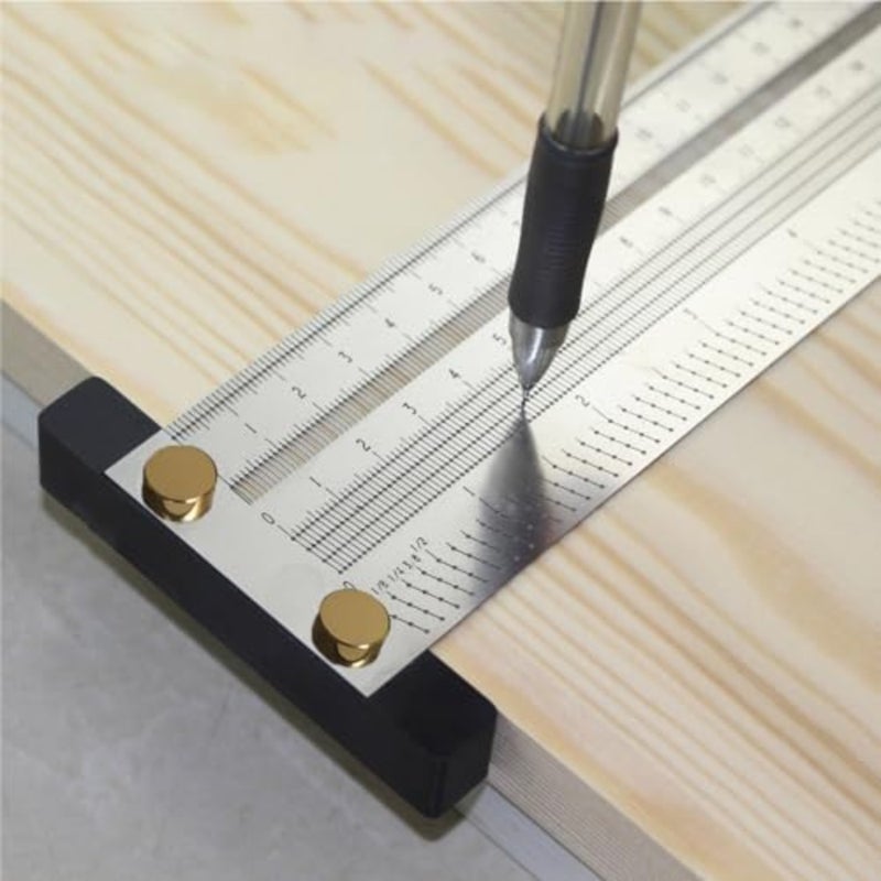 Woodworking Scriber T-Square Ruler Thickened T Square, T-Square Architect Ruler for Carpenter Work, Layout and Measuring Tools, Engineers Woodwork High Precision Ruler 16 Inch - Image 1