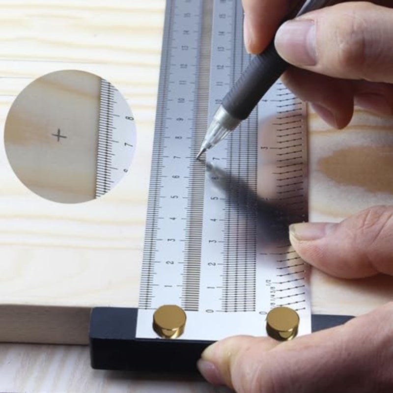 Woodworking Scriber T-Square Ruler Thickened T Square, T-Square Architect Ruler for Carpenter Work, Layout and Measuring Tools, Engineers Woodwork High Precision Ruler 16 Inch - Image 3