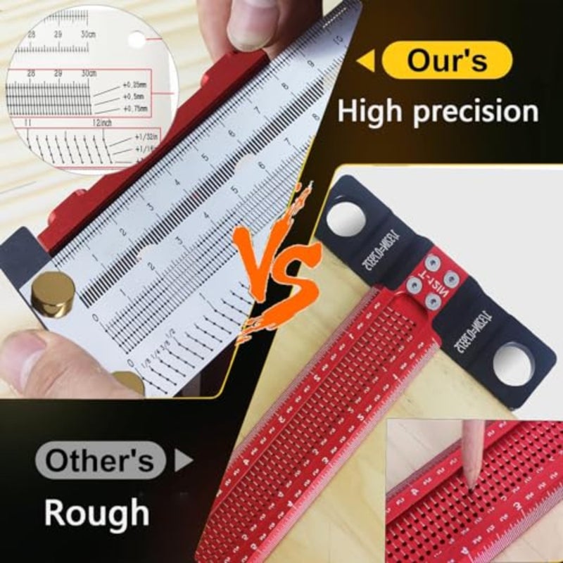 Woodworking Scriber T-Square Ruler Thickened T Square, T-Square Architect Ruler for Carpenter Work, Layout and Measuring Tools, Engineers Woodwork High Precision Ruler 16 Inch - Image 2