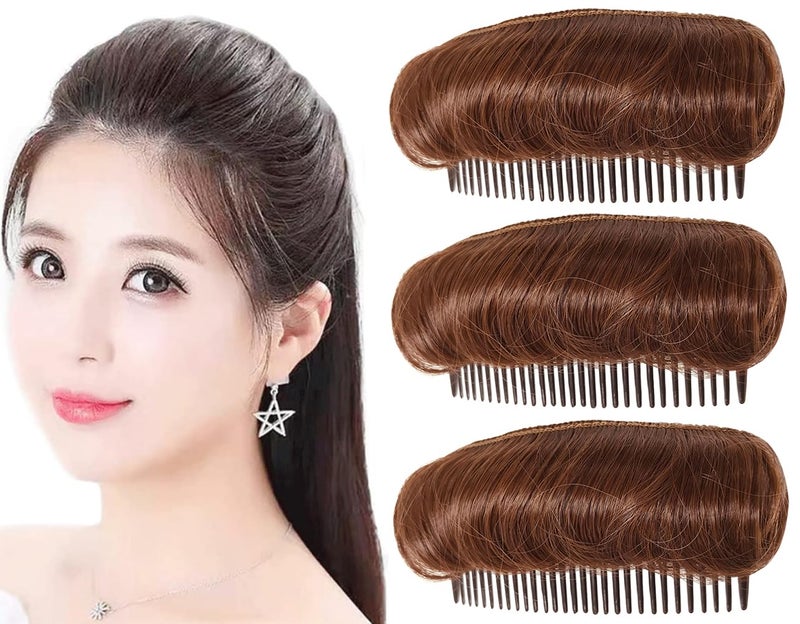 Elandy 3Pcs Hair Bun Invisible False Hair Clip Light Brown