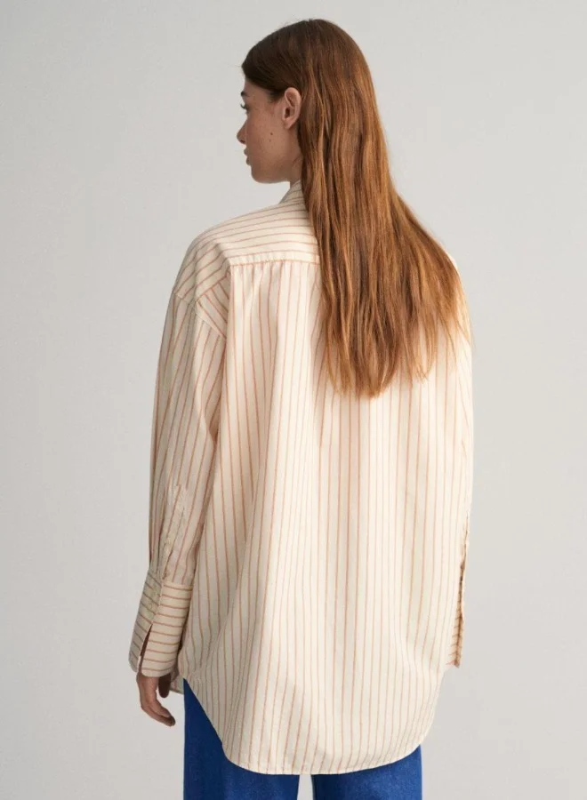 غانت Gant Oversized High Cuffs Striped Poplin Shirt