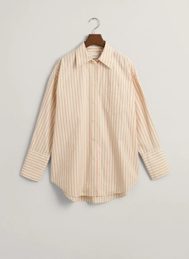غانت Gant Oversized High Cuffs Striped Poplin Shirt