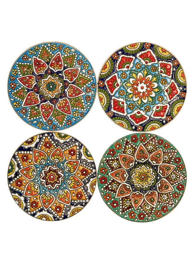 طبق سيراميك يدوي – 15 سم طبق دائري مزخرف مرسوم يدويًا للتقديم والديكور - Image 2