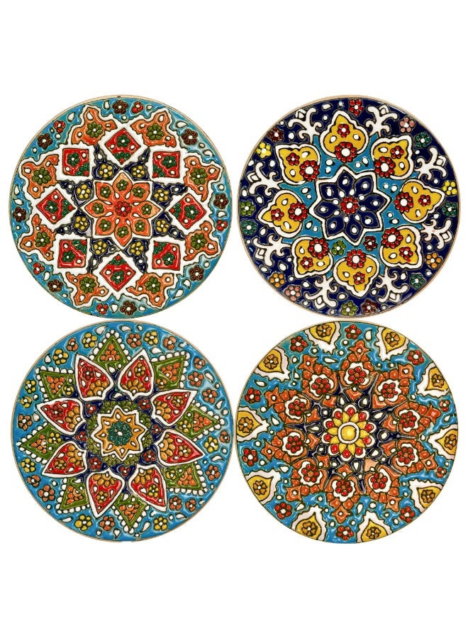 طبق سيراميك يدوي – 15 سم طبق دائري مزخرف مرسوم يدويًا للتقديم والديكور - Image 1