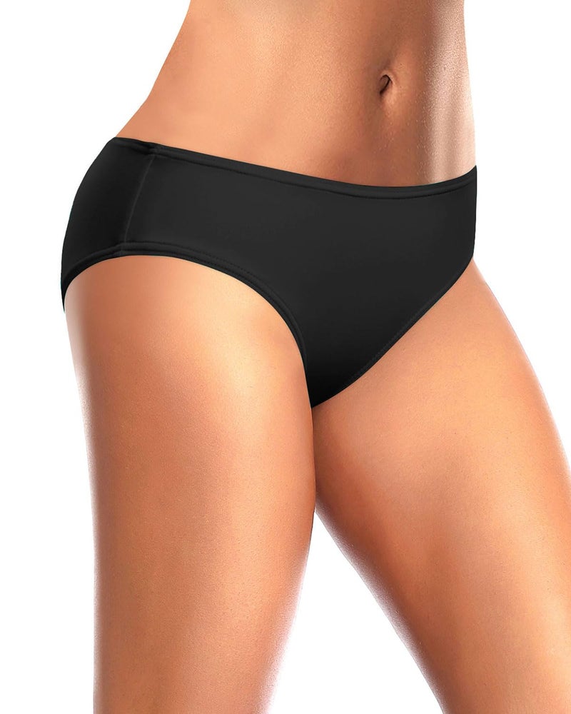 Zmart Women Standard Bikini Bottoms Full Coverage Bathing Suit Low Rise Swim Low Waisted Swimsuit Bottom Black S - Image 4